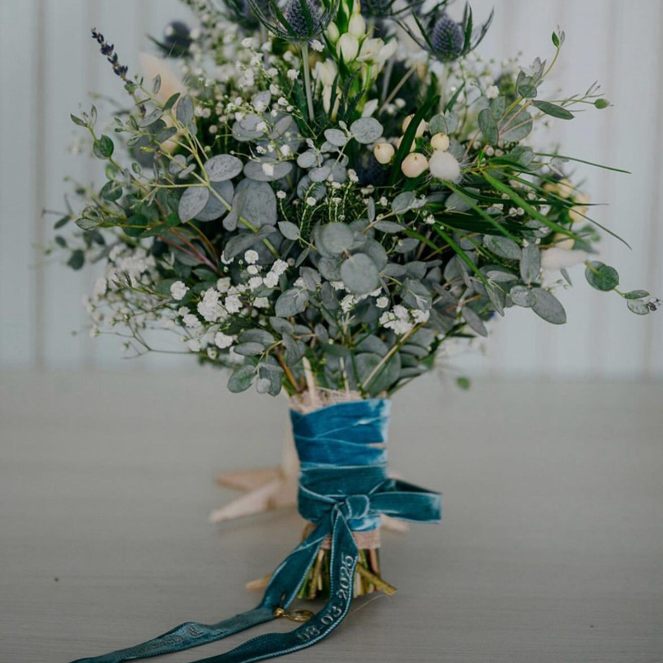 Cinta velvet personalizada ramo novia